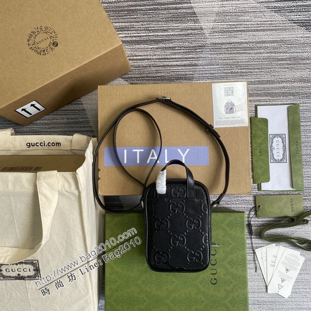 Gucci2021新款包包 古馳黑壓全皮迷你手袋 Gucci無邊序曲系列小挎包 658553  ydg3038